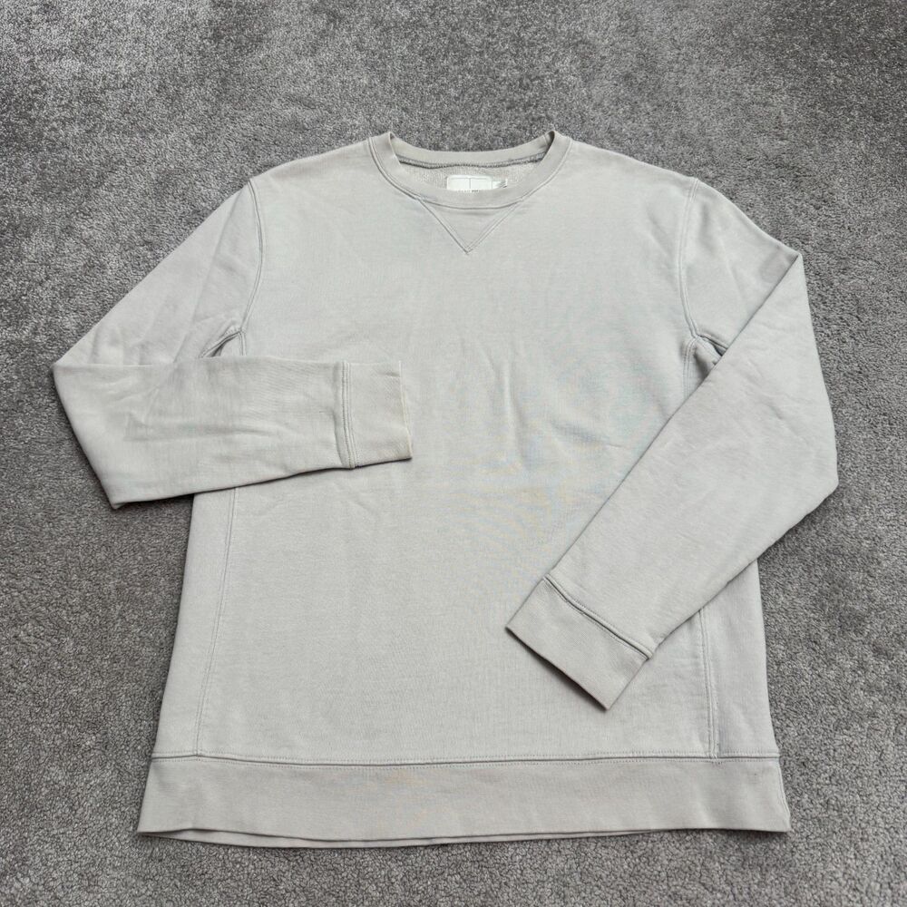 Topman Premium Pullover Sweatshirt Mens Small Light Gray Crew Neck Cotton Casual